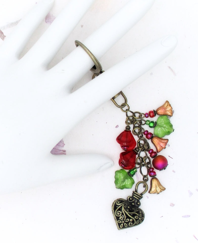 Red Flowers Beaded Purse Charm - Juicybeads Jewelry