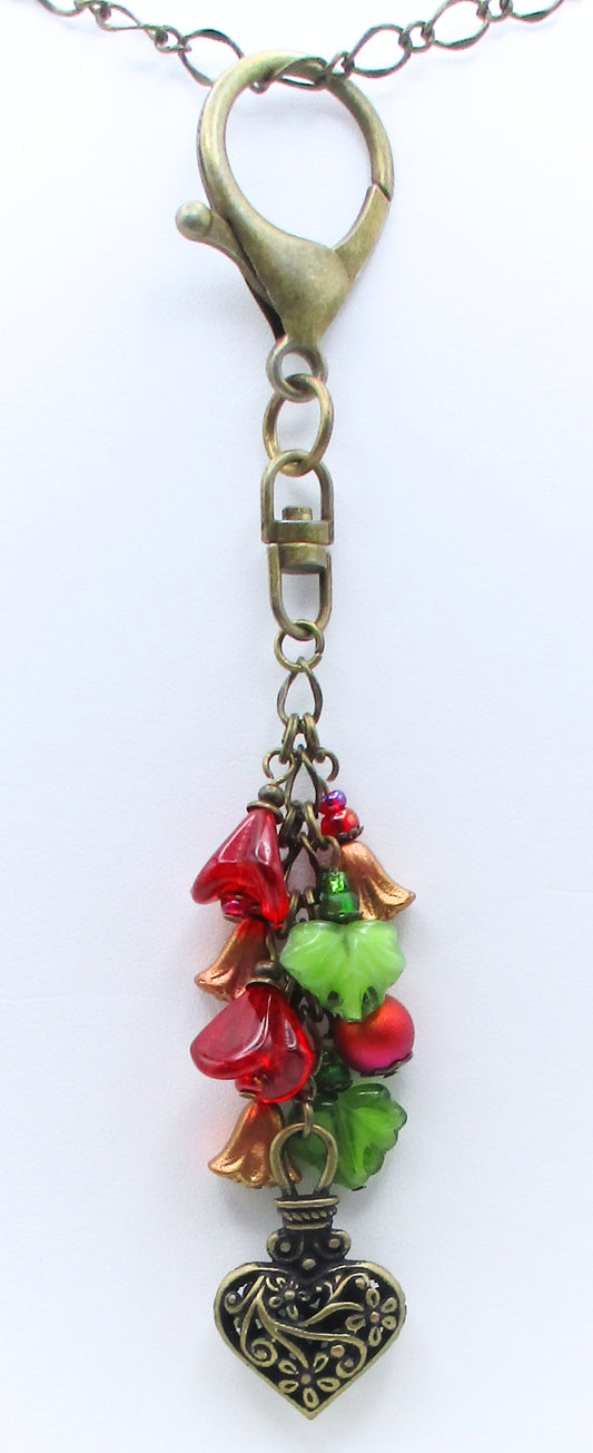 Red Flowers Beaded Purse Charm - Juicybeads Jewelry