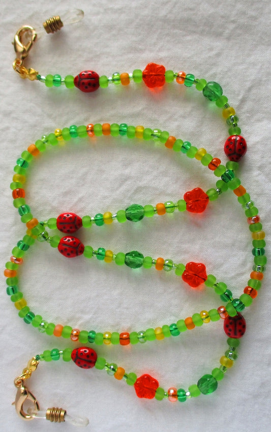 Red Ladybug Beaded Eyeglass Chain - juicybeads jewelry