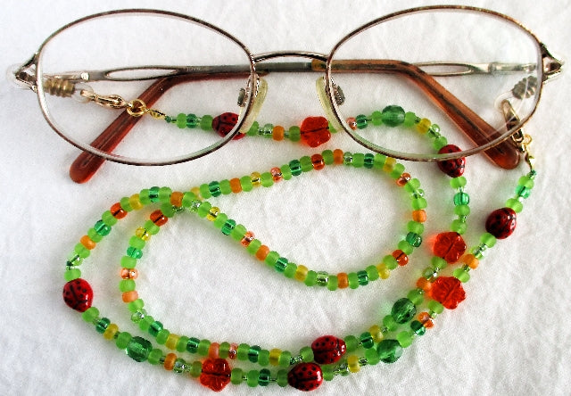 Red Ladybug Beaded Eyeglass Chain - juicybeads jewelry