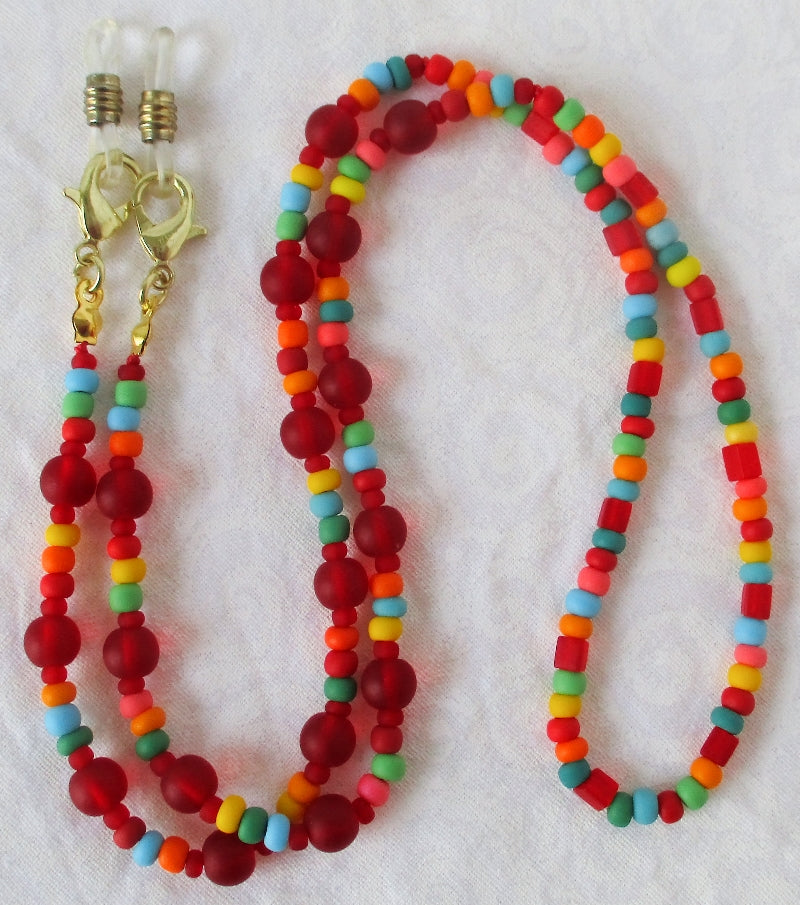 Red Multicolor Beaded Eyeglass Chain - juicybeads jewelry