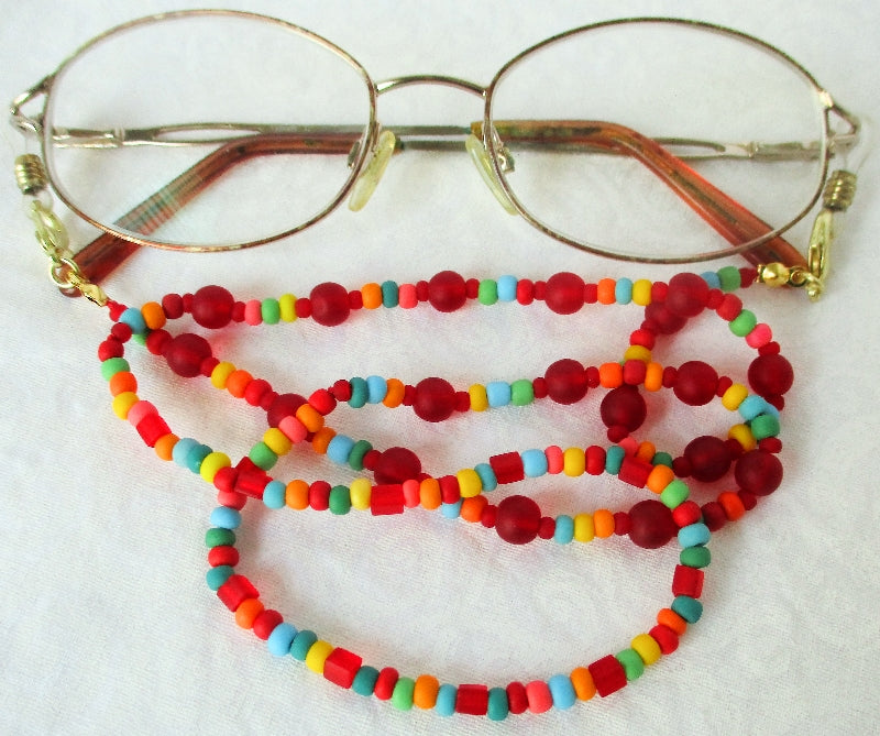 Red Multicolor Beaded Eyeglass Chain - juicybeads jewelry
