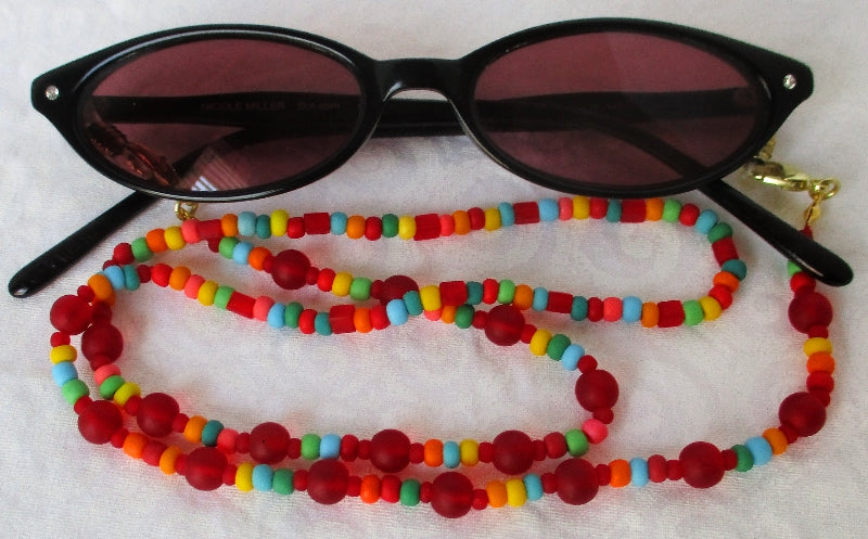 Red Multicolor Beaded Eyeglass Chain - juicybeads jewelry