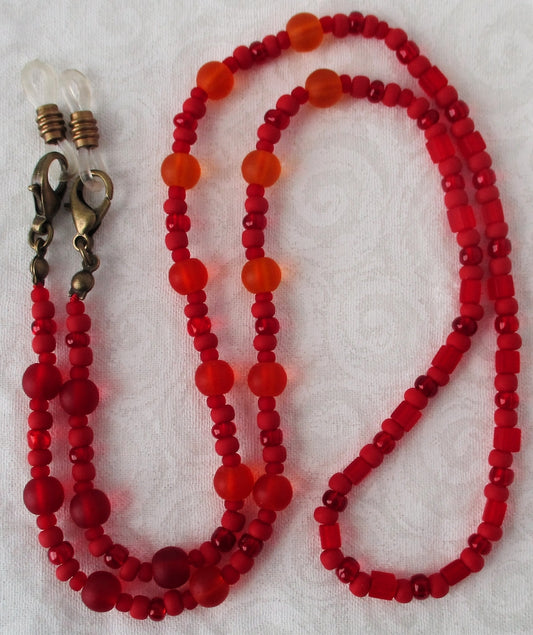 Red Orange Beaded Eyeglass Chain - juicybeads jewelry