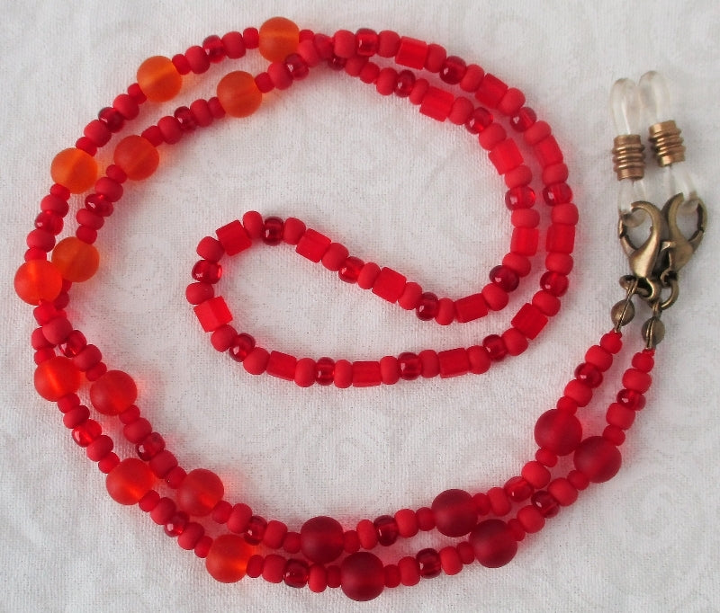 Red Orange Beaded Eyeglass Chain - juicybeads jewelry
