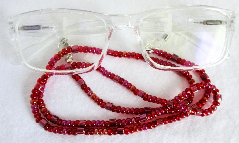 Red AB Beaded Eyeglass Chain - Juicybeads Jewelry