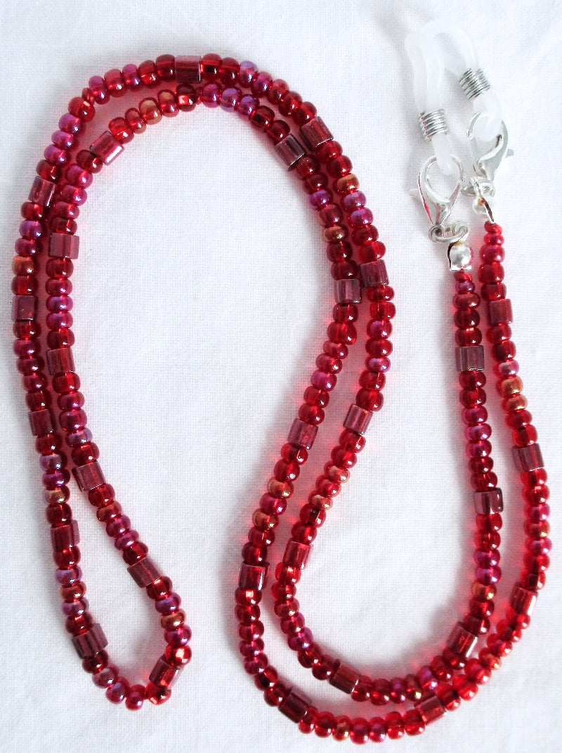 Red AB Beaded Eyeglass Chain - Juicybeads Jewelry