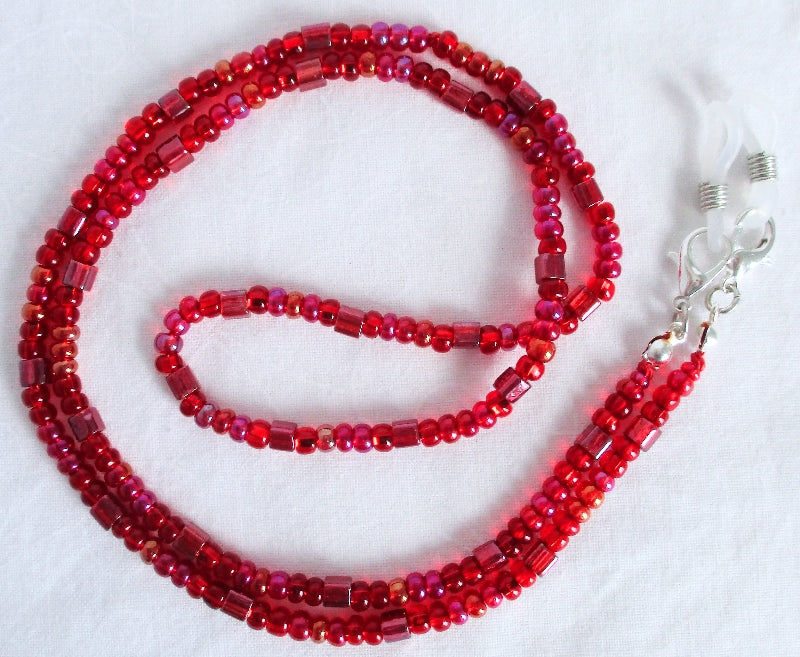Red AB Beaded Eyeglass Chain - Juicybeads Jewelry