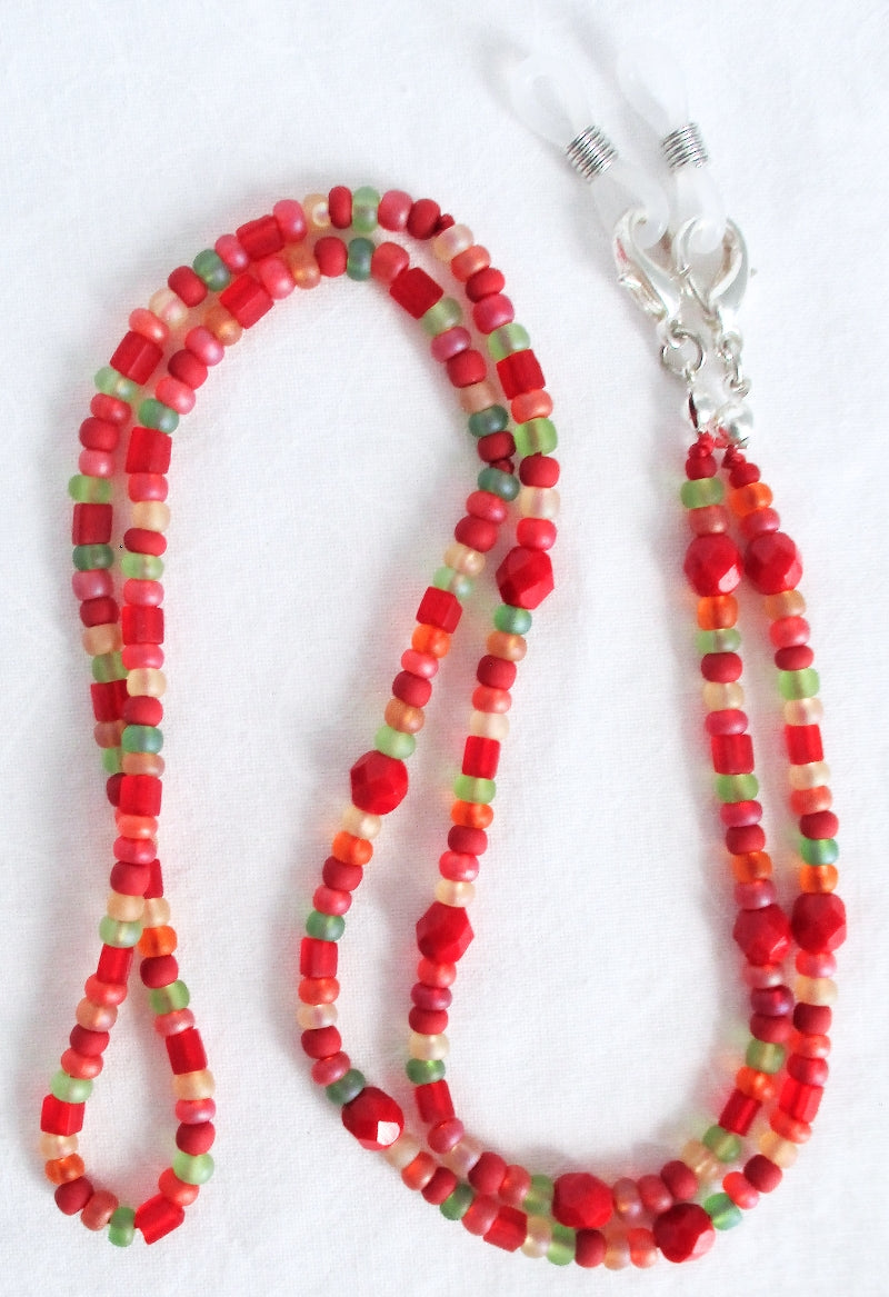 Red Beaded Eyeglass Chain - Juicybeads Jewelry