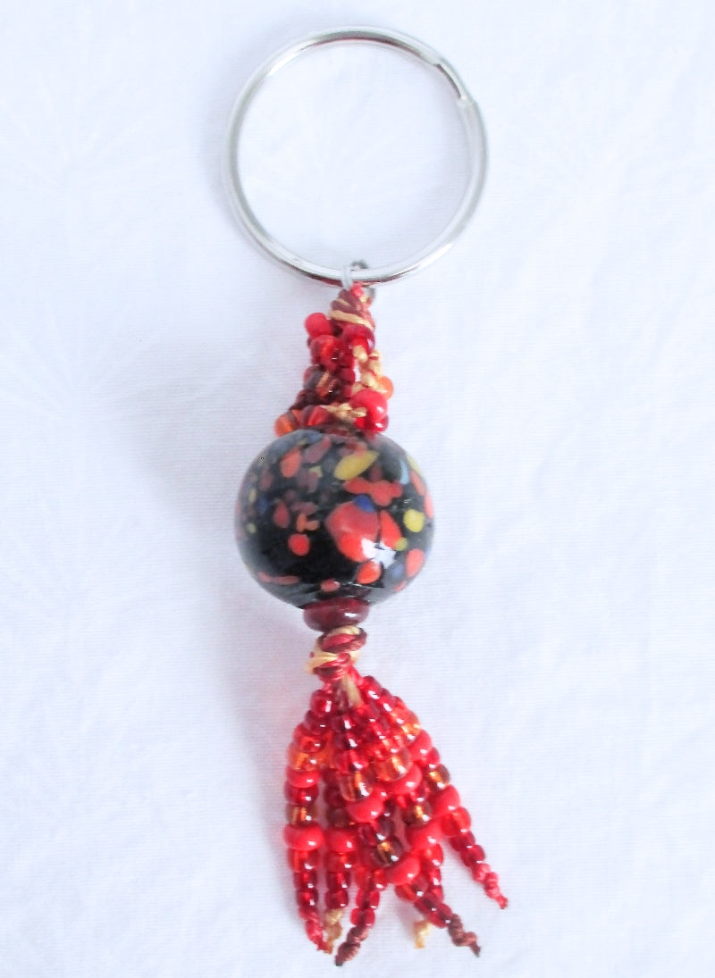 Red & Brown Beaded Keychain - Juicybeads Jewelry