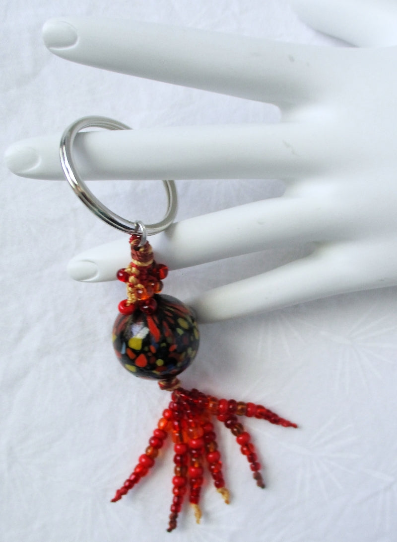 Red & Brown Beaded Keychain - Juicybeads Jewelry