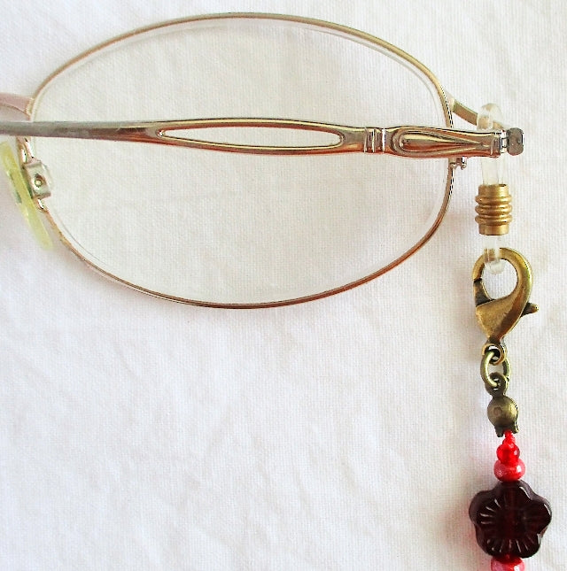Red Flower Beaded Eyeglass Chain - Juicybeads Jewelry