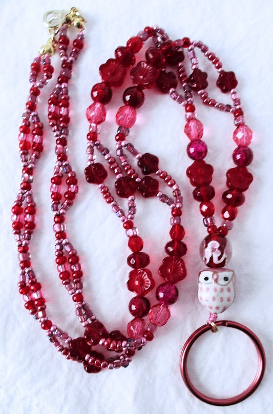 Red Flower Beaded Lanyard - Juicybeads Jewelry