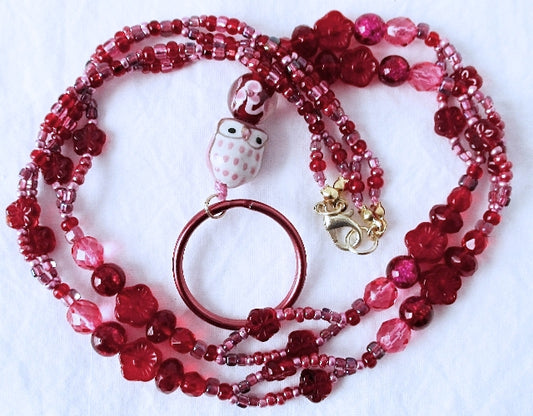 Red Flower Beaded Lanyard - Juicybeads Jewelry