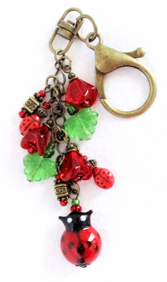 Red Flower Beaded Purse Charm - Juicybeads Jewelry