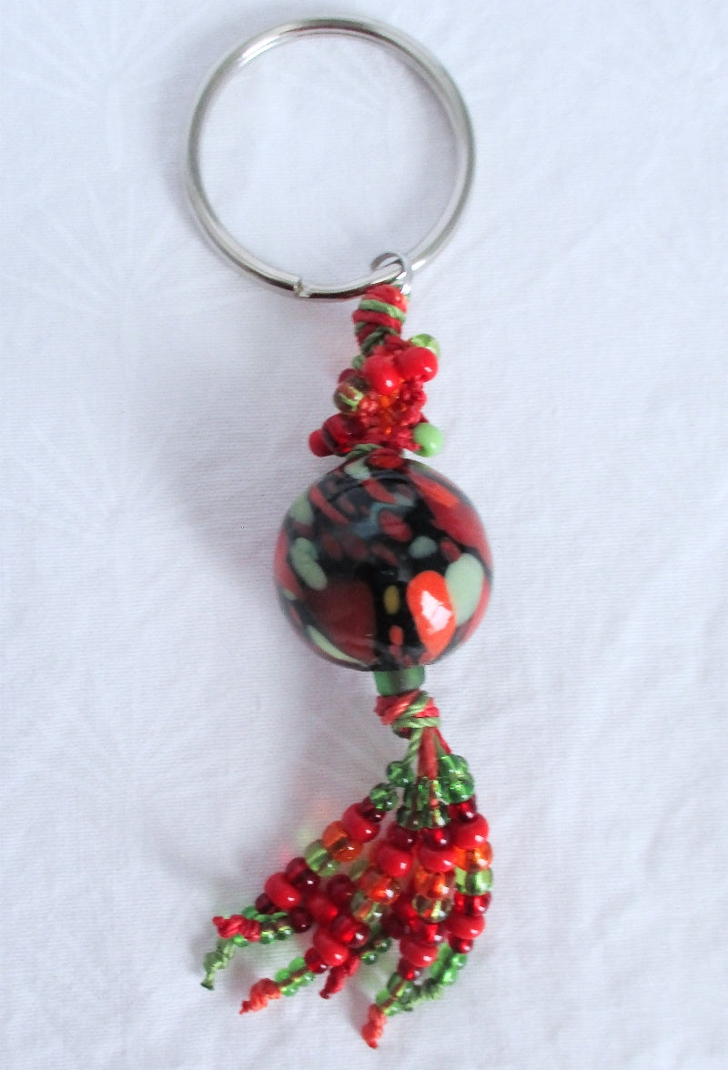 Red & Green Beaded Keychain - Juicybeads Jewelry
