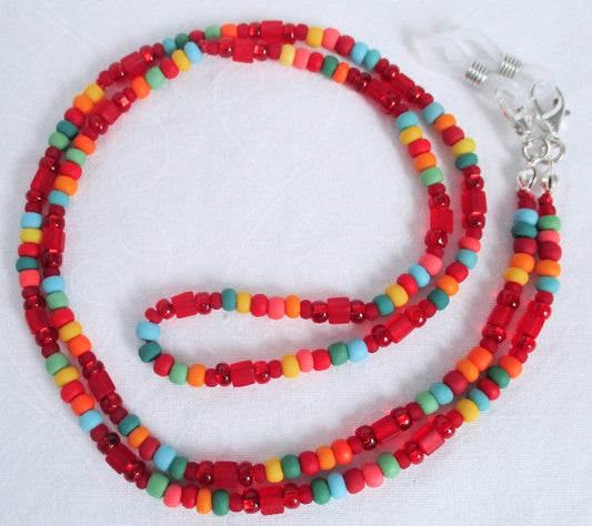 Red Multicolor Beaded Eyeglass Chain - juicybeads jewelry