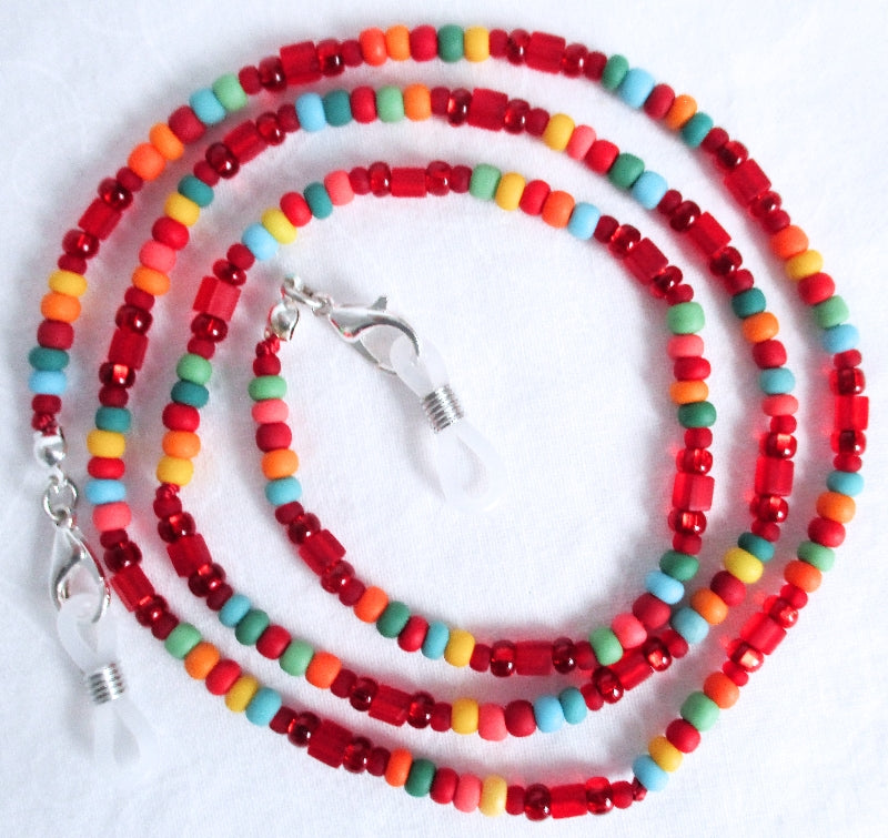 Red Multicolor Beaded Eyeglass Chain - juicybeads jewelry