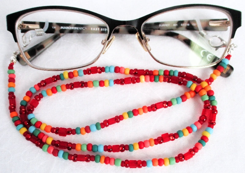 Red Multicolor Beaded Eyeglass Chain - juicybeads jewelry