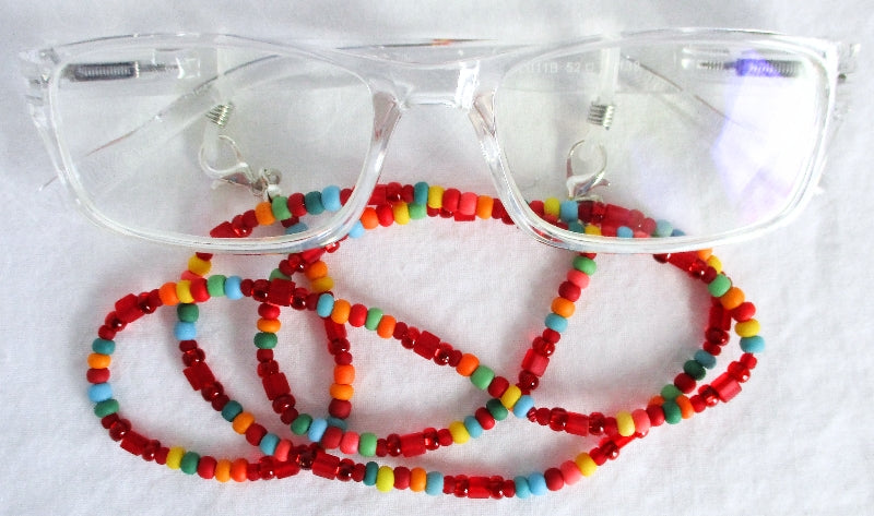 Red Multicolor Beaded Eyeglass Chain - juicybeads jewelry