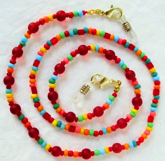 Red Multicolor Beaded Eyeglass Chain - juicybeads jewelry