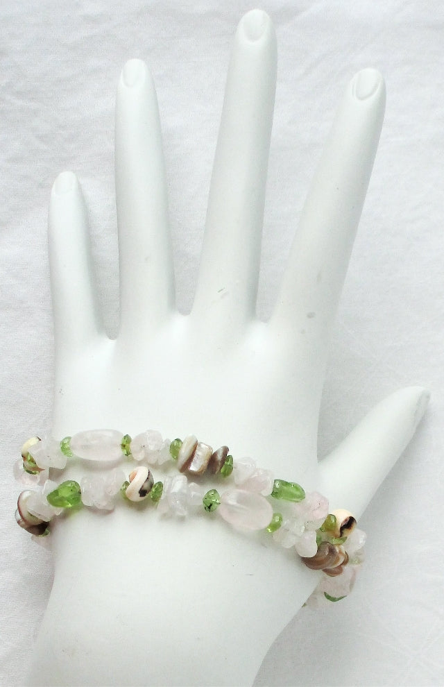 Rose Quartz Peridot Gemstone Bracelet - Juicybeads Jewelry