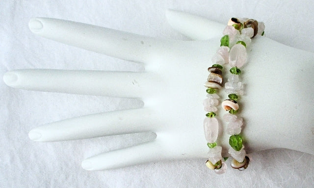 Rose Quartz Peridot Gemstone Bracelet - Juicybeads Jewelry