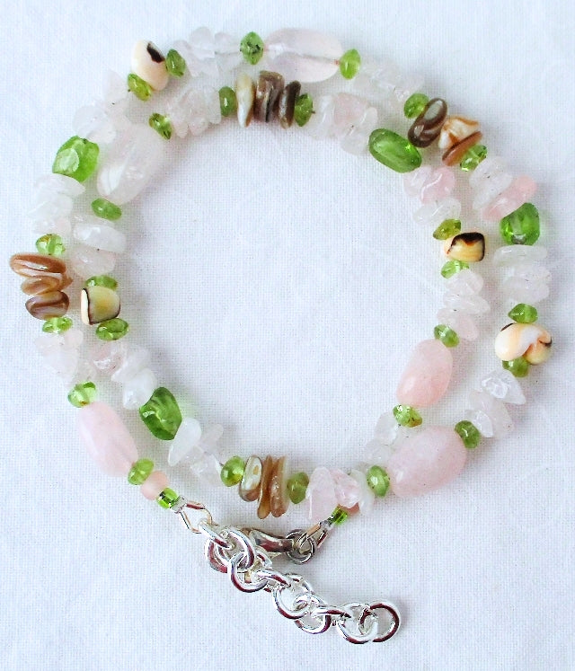 Rose Quartz Peridot Gemstone Bracelet - Juicybeads Jewelry