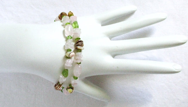Rose Quartz Peridot Gemstone Bracelet - Juicybeads Jewelry