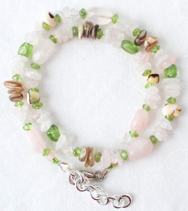 Rose Quartz Peridot Gemstone Bracelet - Juicybeads Jewelry