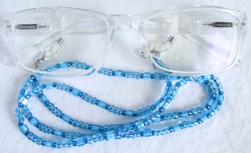 Sky Blue Beaded Eyeglass Chain - Juicybeads Jewelry