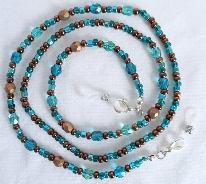 Teal Green Beaded Eyeglass Chain - Juicybeads Jewelry