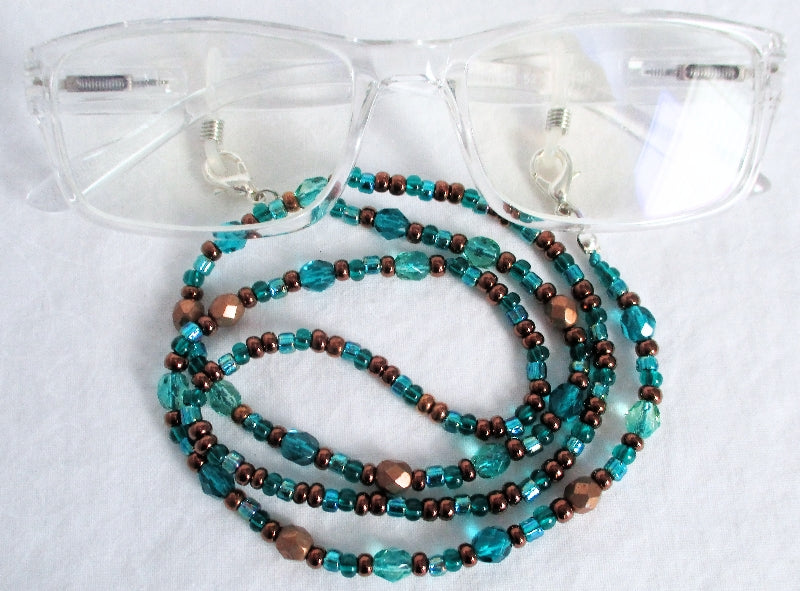 Teal Green Beaded Eyeglass Chain - Juicybeads Jewelry
