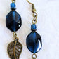 Teal Brass Leaf Earrings - Juicybeads Jewelry