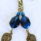 Teal Brass Leaf Earrings - Juicybeads Jewelry