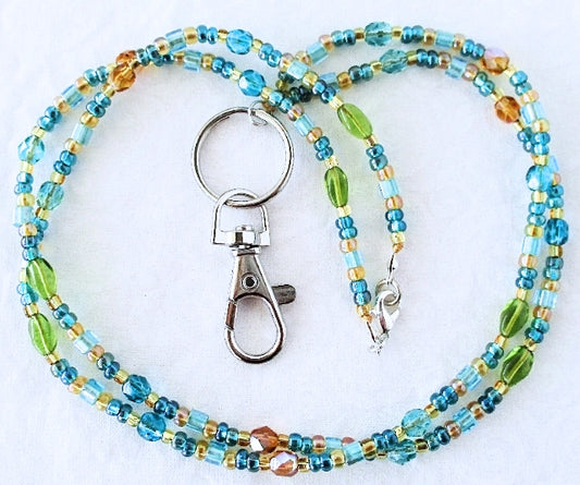 teal brown beaded lanyard - juicybeads jewelry