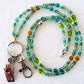 teal brown beaded lanyard - juicybeads jewelry