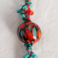 Turquoise & Orange Beaded Keychain - Juicybeads Jewelry
