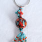 Turquoise & Orange Beaded Keychain - Juicybeads Jewelry