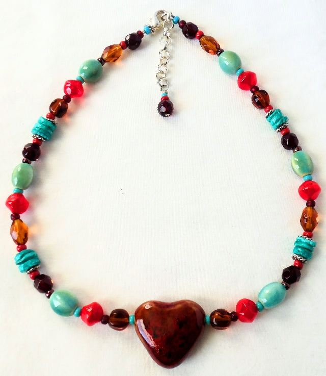 Western Beaded Heart Necklace - Juicybeads Jewelry