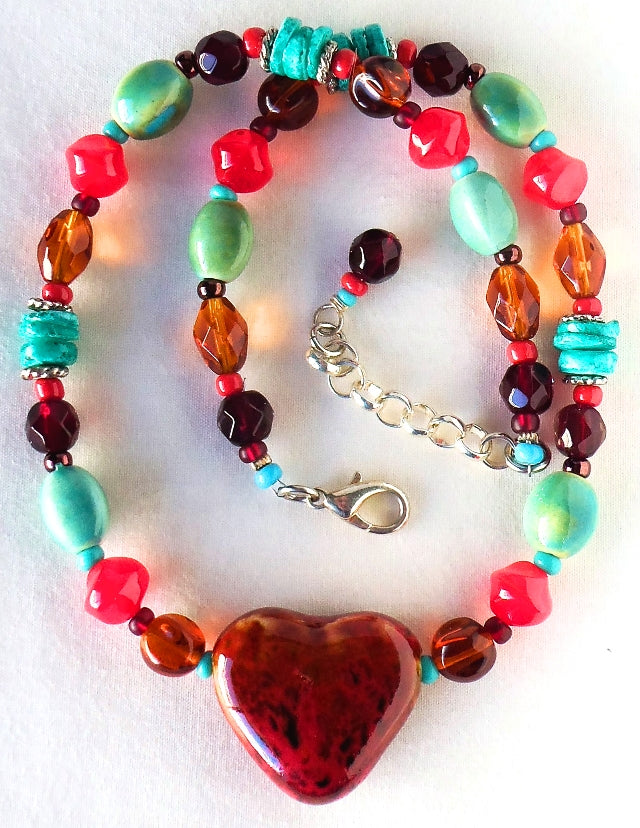 Western Beaded Heart Necklace - Juicybeads Jewelry