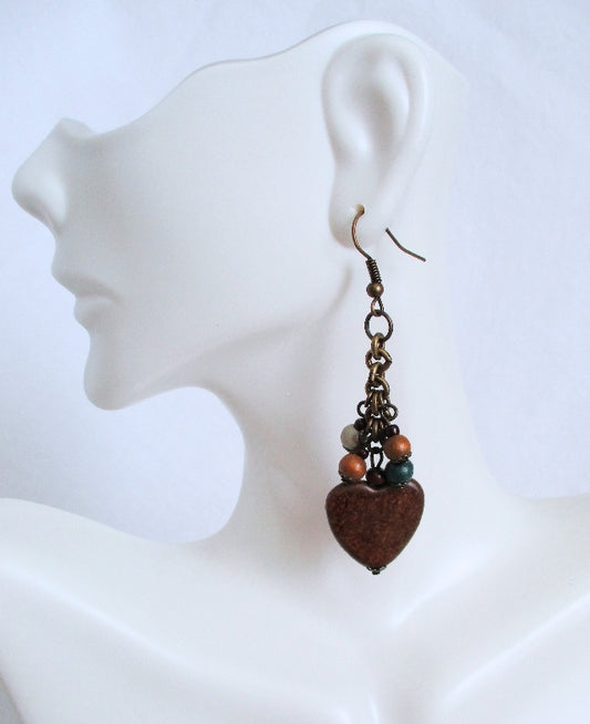 Wooden Heart Earrings - Juicybeads Jewelry