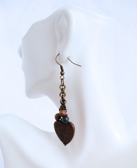 Wooden Heart Earrings - Juicybeads Jewelry