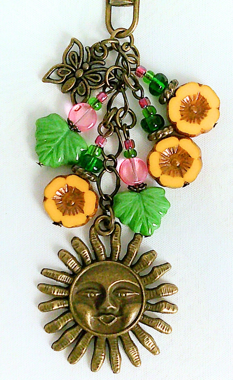 Yellow Flowers Beaded Purse Charm - Juicybeads Jewelry