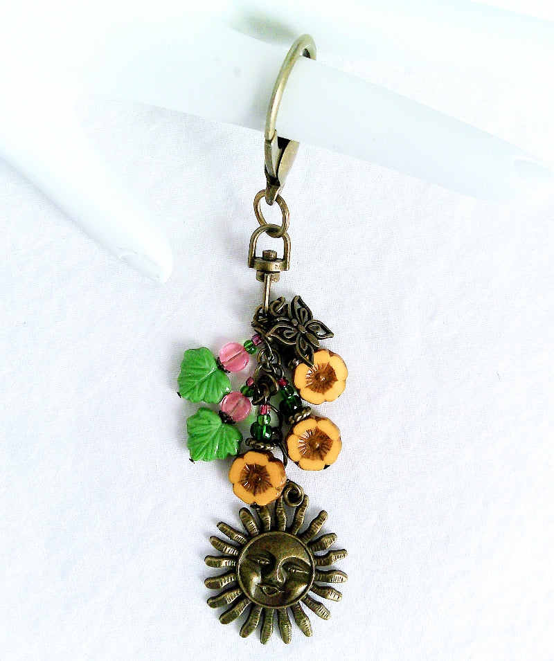 Yellow Flowers Beaded Purse Charm - Juicybeads Jewelry