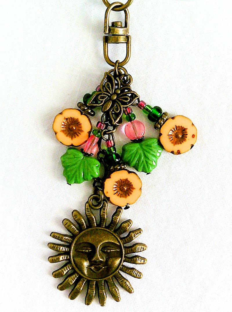 Yellow Flowers Beaded Purse Charm - Juicybeads Jewelry