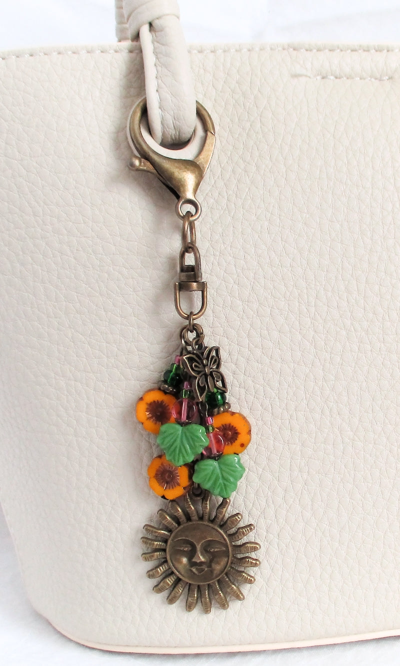 Yellow Flowers Beaded Purse Charm - Juicybeads Jewelry