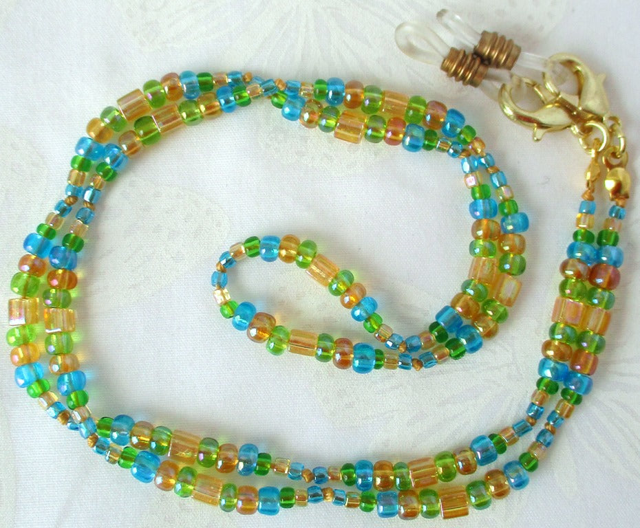 Yellow Multicolor Beaded Eyeglass Chain - Juicybeads Jewelry