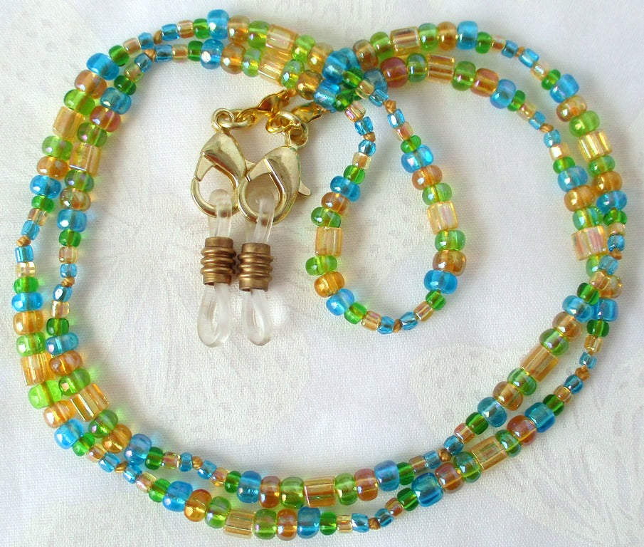 Yellow Multicolor Beaded Eyeglass Chain - Juicybeads Jewelry