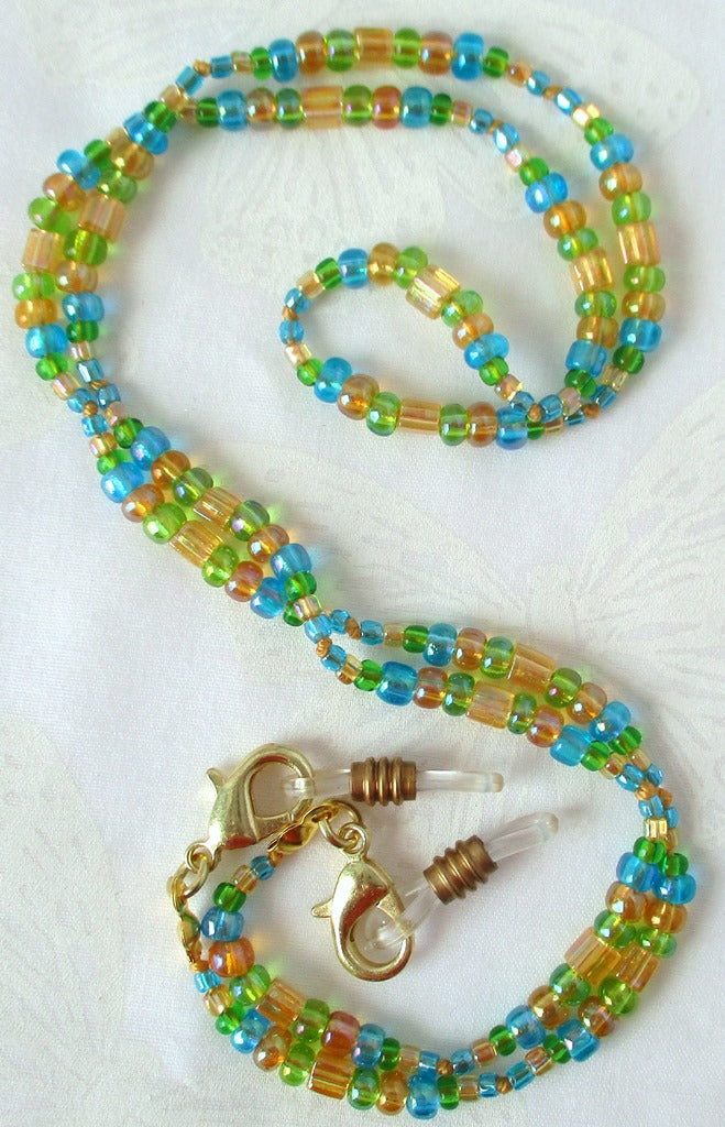 Yellow Multicolor Beaded Eyeglass Chain - Juicybeads Jewelry